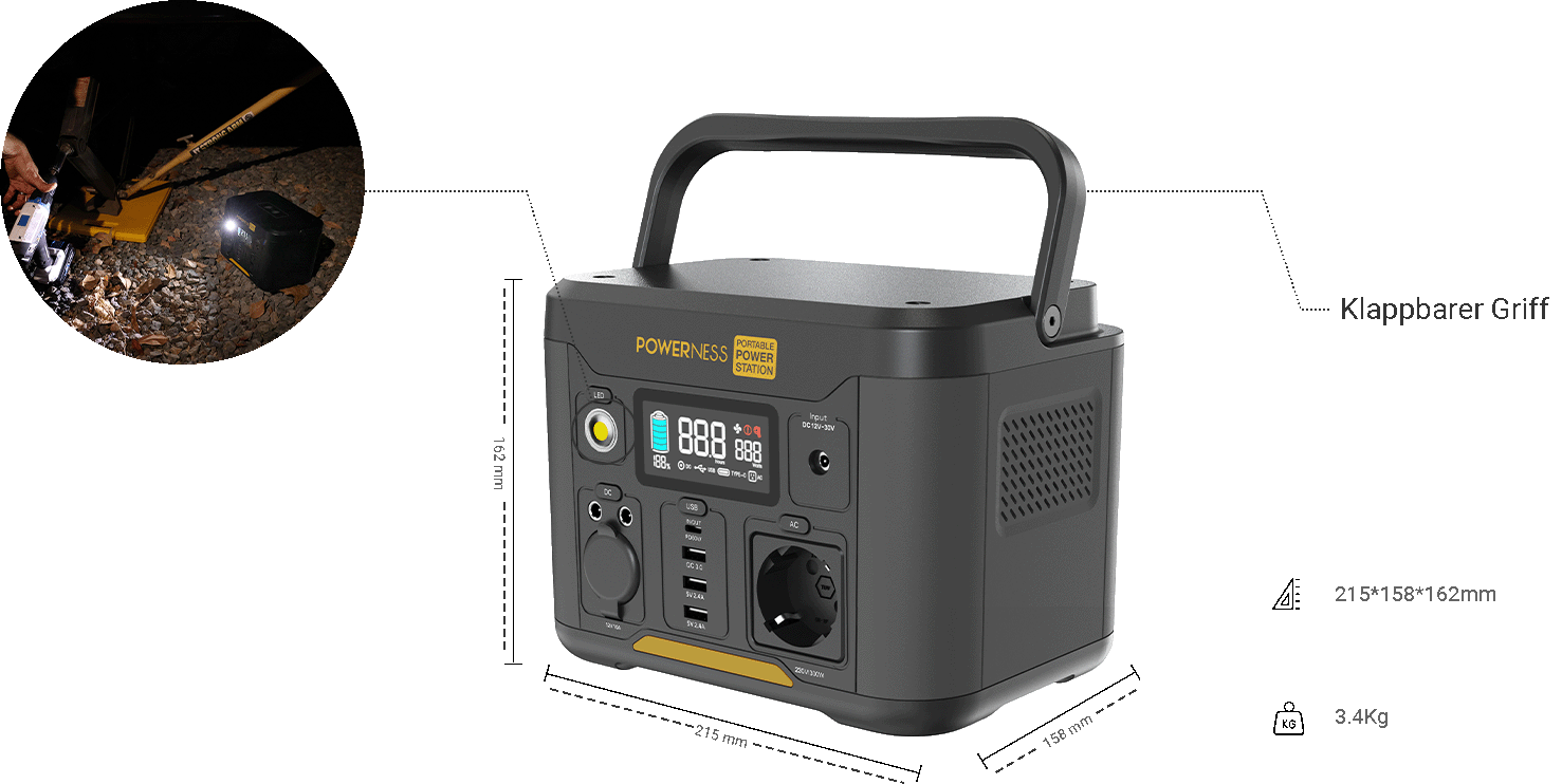 Side view of hiker U300 with dimensions